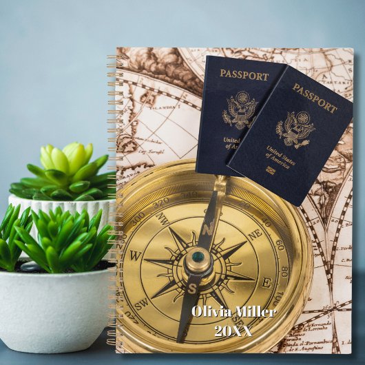 Travel World Map Passport Compass Stylish  プランナー手帳