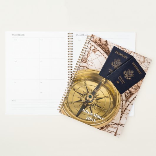 Travel World Map Passport Compass Stylish  プランナー手帳 (ディスプレー)