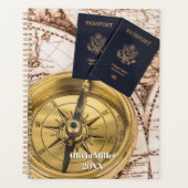 Travel World Map Passport Compass Stylish  プランナー手帳 (正面)