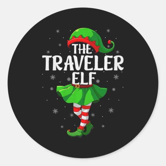 Traveler Elf Christmas Girls Women Elf Squad Xmas  ラウンドシール (正面)