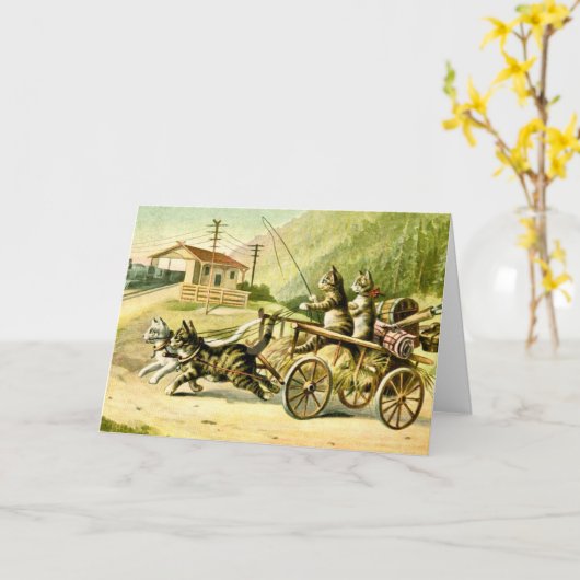 Traveling Cats Note Card カード (黄色い花)