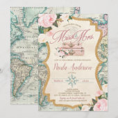 Traveling from MISS TO MRS. Bridal Shower  招待状 (正面/裏面)