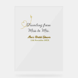 Traveling from Miss to Mrs bridal shower add name アクリルサイン