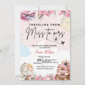 Traveling From Miss to Mrs Bridal Shower Floral  招待状 (正面)