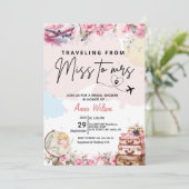 Traveling From Miss to Mrs Bridal Shower Floral  招待状 (スタンド正面)