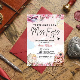 Traveling From Miss to Mrs Bridal Shower Floral  招待状