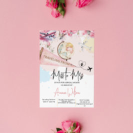 Traveling From Miss to Mrs Bridal Shower Floral  招待状
