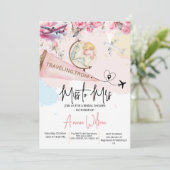 Traveling From Miss to Mrs Bridal Shower Floral  招待状 (スタンド正面)