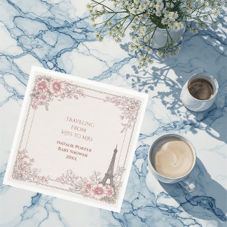 Traveling from Miss to Mrs Bridal Shower Paris スタンダードランチョンナプキン