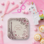 Traveling from Miss to Mrs Bridal Shower Paris  ペーパープレート (パーティー)