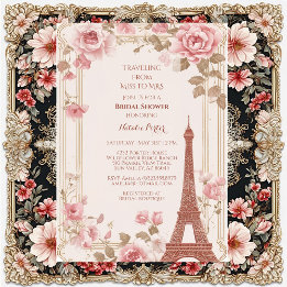 Traveling from Miss to Mrs Bridal Shower Paris  招待状