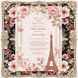 Traveling from Miss to Mrs Bridal Shower Paris  招待状