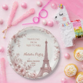 Traveling from Miss to Mrs Bridal Shower Paris Art ペーパープレート (パーティー)
