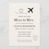 Traveling From Miss to Mrs QR Code Bridal Shower 招待状 (正面)