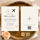 Traveling From Miss to Mrs QR Code Bridal Shower 招待状