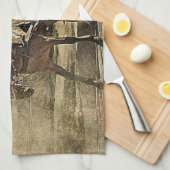 Travelling Light Old Couple on Wagon キッチンタオル (四つ折り)