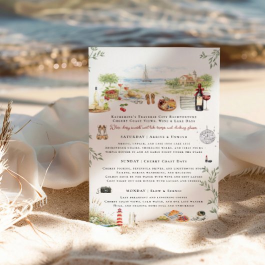 Traverse City Bachelorette Weekend Itinerary 招待状