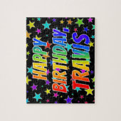 「TRAVIS」名、おもしろい「ハッピーバースデー」 ジグソーパズル (縦)