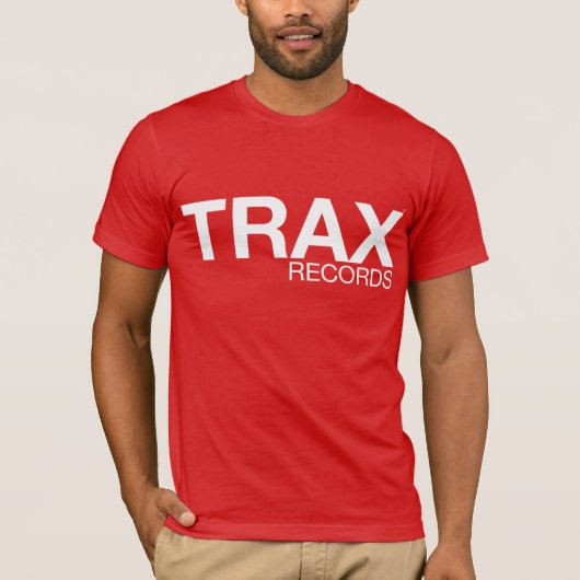 TRAXは署名の赤のティーを記録します Tシャツ (正面)