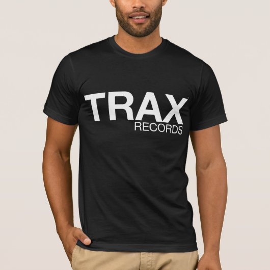 TRAXは署名の黒いティーを記録します Tシャツ (正面)