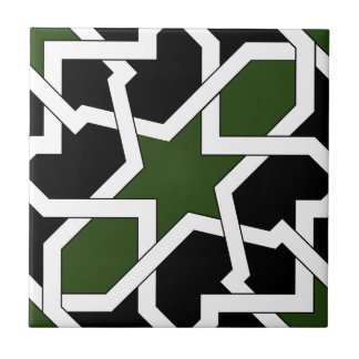 Trazado 09 de azulejo de geometría verde y negro タイル