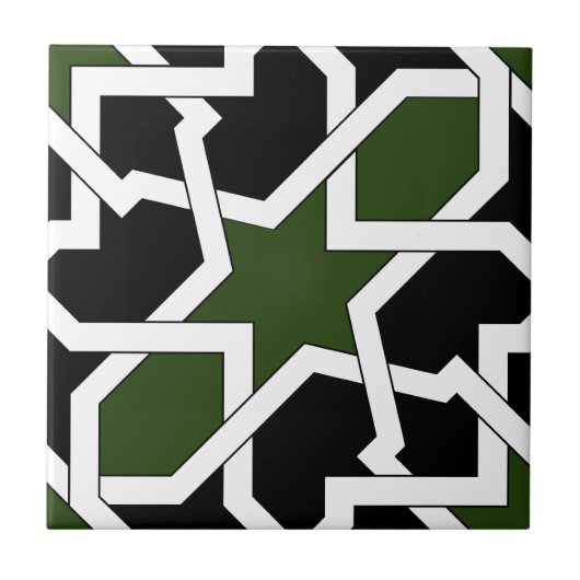 Trazado 09 de azulejo de geometría verde y negro タイル (正面)