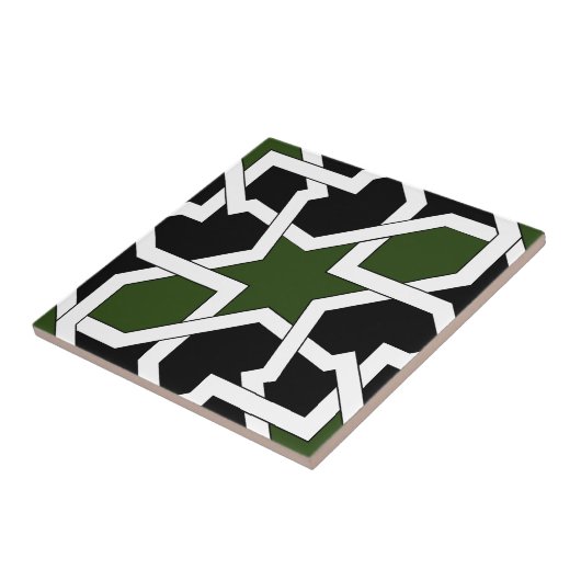 Trazado 09 de azulejo de geometría verde y negro タイル (側面)