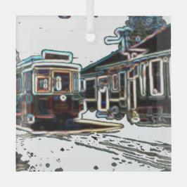 TRCネオンストリートカーアットストーンスクエアガラスオーナメント ガラスオーナメント