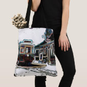 TRCネオンストリートカーアットノースラージショルダートート トートバッグ (クローズアップ)