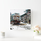 TRCネオン市電at stnスクエアウォールクロック スクエア壁時計 (ホーム)