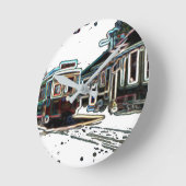 TRCネオン市電at stnスモールラウンドウォールクロック ラウンド壁時計 (傾斜)