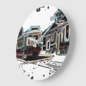 TRCネオン市電at stnラージラウンドウォールクロック ラージ壁時計 (傾斜)