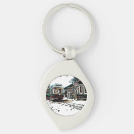 TRCネオン市電at stn Swirl Metal Keychain キーホルダー