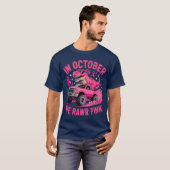Tre Dino in October We Wear Pink Breast Cancer Awa Tシャツ (正面フル)