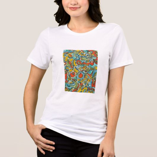Treasure Chest-Hand Painted Abstract Watercolor トライブレンドＴシャツ (正面)