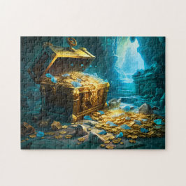 Treasure Chest in Cave Light Fantasy Painting ジグソーパズル