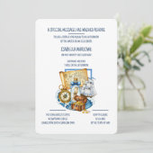 Treasure Chest Map Boat Birthday Invitation 招待状 (スタンド正面)