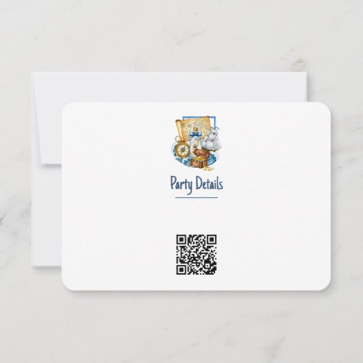 Treasure Chest Map Boat Birthday QR Code 出欠カード (裏面)