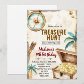 Treasure hunt birthday party theme invitation 招待状 (正面/裏面)