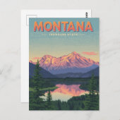 Treasures of Montana: Vintage Mountain Lake View ポストカード (正面/裏面)