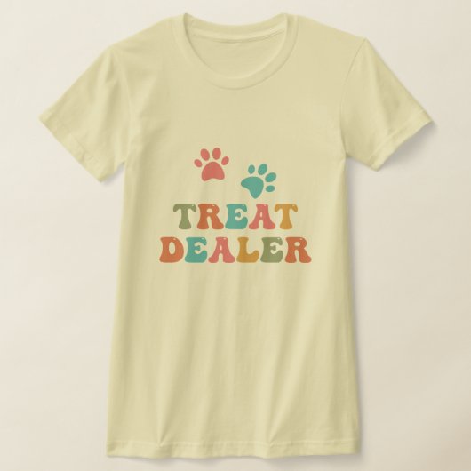 Treat Dealer – 犬カラフル好き Tシャツ (レイダウン)