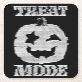 Treat Mode Glitchy Pumpkin スクエアペーパーコースター