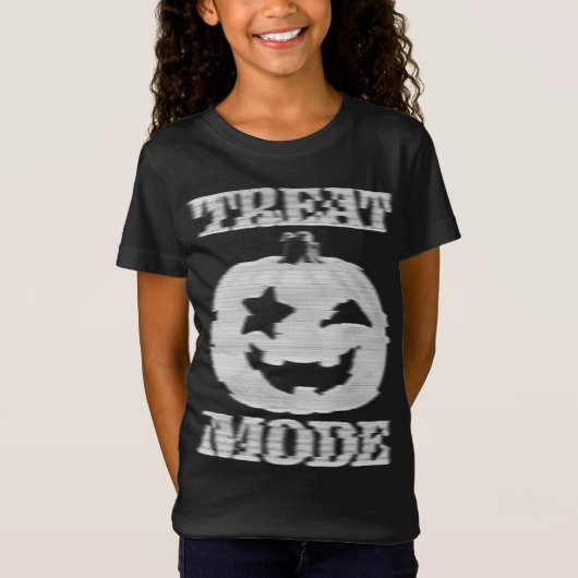 Treat Mode Glitchy Pumpkin Kids Tシャツ (正面)