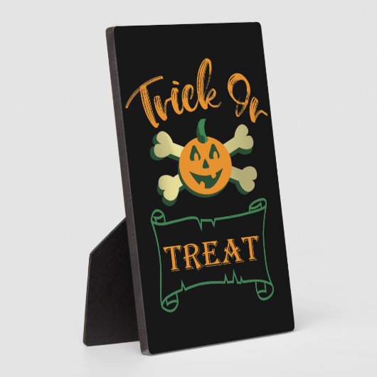 Treat or trick skull and crossbones Halloween pump フォトプラーク (側面)