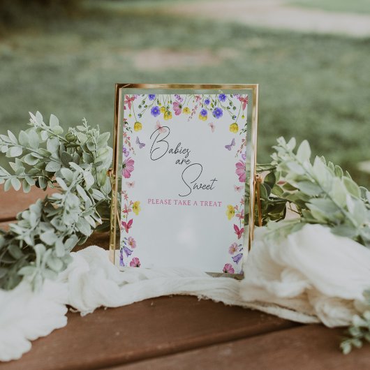 Treat Table Sign - Wildflower Baby Showerまたはイベント 台座サイン