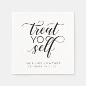 Treat Yoself Writhlスタイル結婚 スタンダードカクテルナプキン (正面)