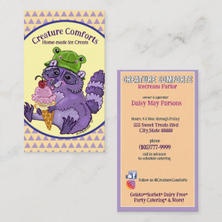 Treat Yourself, Purple Raccoon with Icecream 名刺