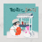 Treats For My Sweets SnowWoman and Child Holiday C 招待状 (正面/裏面)