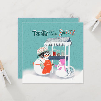 Treats For My Sweets Snowwoman Holiday Card 招待状