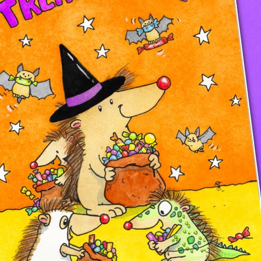 Treats Only - Cute Halloween Hedgehogs  カード